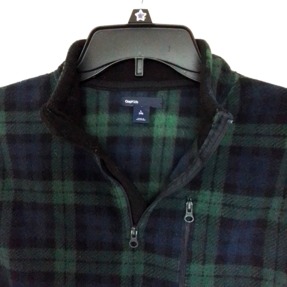 GAP Kids boys blue/green/black plaid fleece sweatshirt size L - 10 - Picture 2 of 2